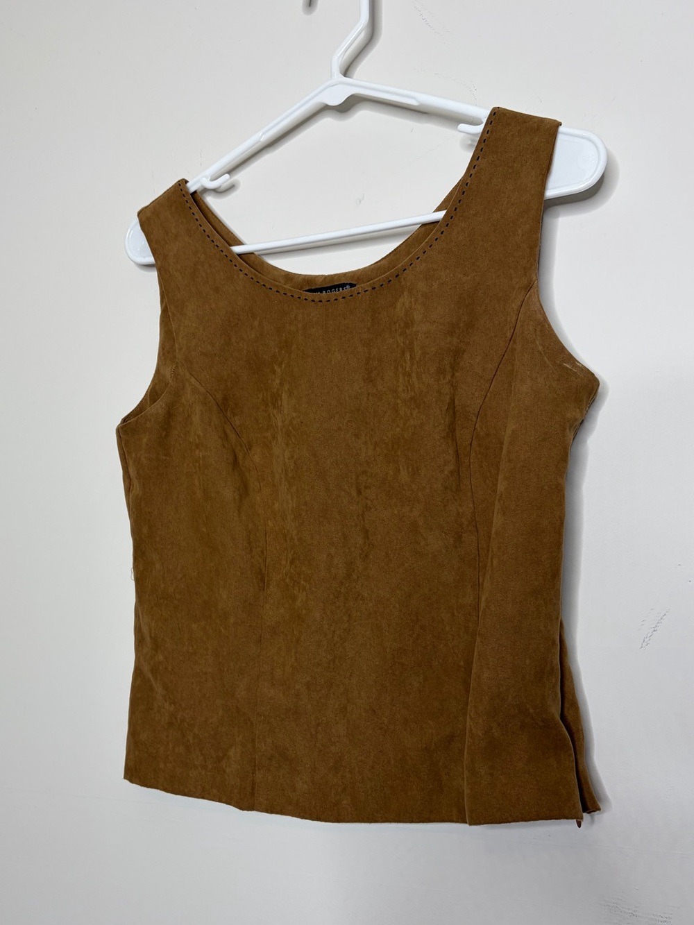 Y2K vintage Kim Rogers Brown Suede-Look Tank Top boho festival